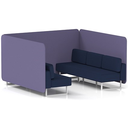 Brixworth 6 Seater Bench Booth, White Legs, Synergy Fabric, Order Panels And Alike Sofa