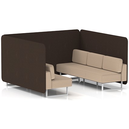 Brixworth 6 Seater Bench Booth, White Legs, Synergy Fabric, Wed Panels And Affix Sofa