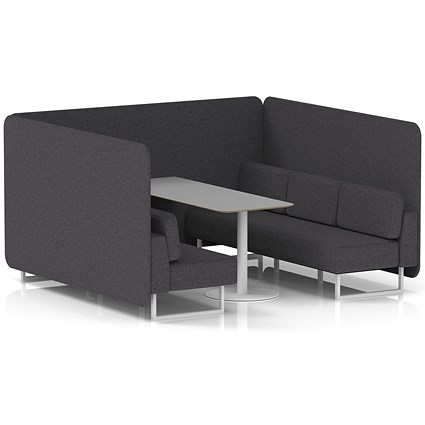 Brixworth 6 Seater Bench Booth With Table, White Legs, Grey Table With White Leg, X2 Fabric, Arithmetic Panels And Sofa