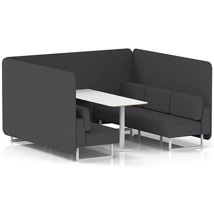Brixworth 6 Seater Bench Booth With Table, White Legs, White Table, X2 Fabric, Arithmetic Panels And Sofa