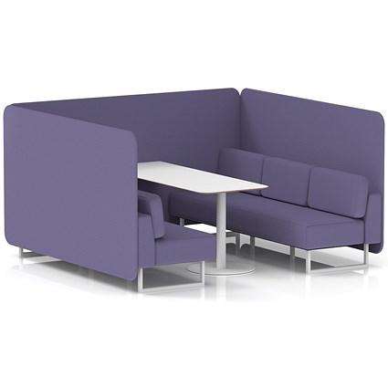 Brixworth 6 Seater Bench Booth With Table, White Legs, White Table, Synergy Fabric, Order Panels And Sofa