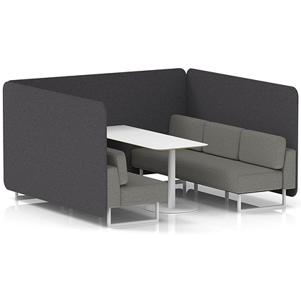 Brixworth 6 Seater Bench Booth With Table, White Legs, White Table, X2 Fabric, Arithmetic Panels And Number Sofa