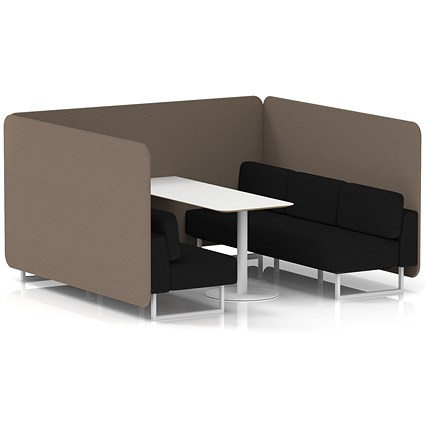 Brixworth 6 Seater Bench Booth With Table, White Legs, White Table, X2 Fabric, Theory Panels And Diameter Sofa