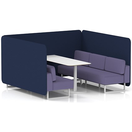 Brixworth 6 Seater Bench Booth With Table, White Legs, White Table, Synergy Fabric, Alike Panels And Order Sofa