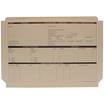 Custom Forms Expanding Personnel Wallet, Buff, Pack of 50