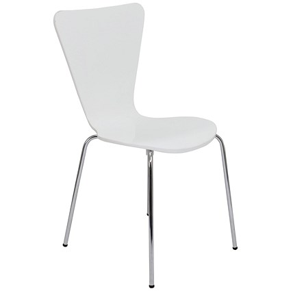 5 Star Recess Heavy Duty Chair White Pack of 4