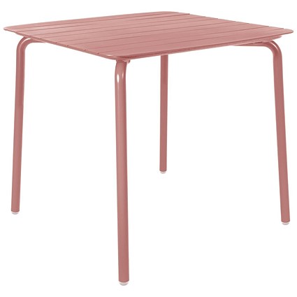 Lark Square Slatted Table Aluminium Brick Dust