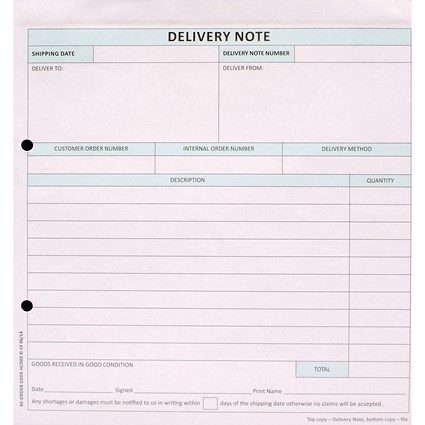 Custom Forms 2-Part Delivery Note White/Pink (Pack of 50)