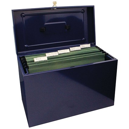 Cathedral Metal File Box Home Office, Foolscap, Blue | Paperstone