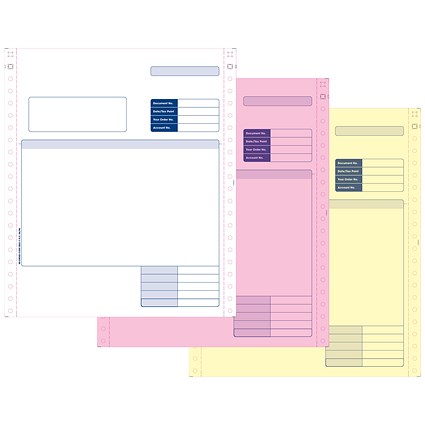 Sage Compatible 3 Part Invoice NCR Paper, Tinted Copies, Pack of 750