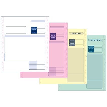 Sage Compatible 4 Part Invoice NCR Paper, Tinted Copies, Pack of 500