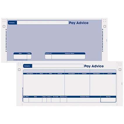Sage Compatible Security Pay Advice Slip with File Copy, 3 Part, W241xH102mm, Pack of 1000