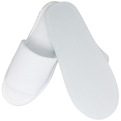 Economy White Terry Slipper in Paper Bands, Open Toe, 30cm, EVA Sole, Pack of 200