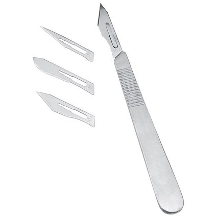 No.3 Metal Scalpel with Nickel-plated Handle with 4 Blades