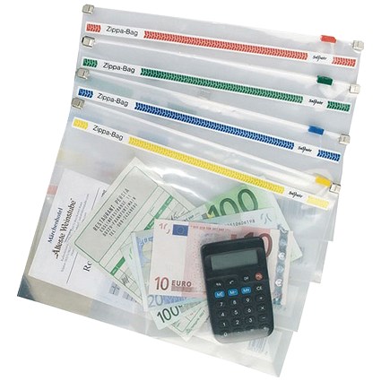 Snopake 355x235mm Zip Filing Bags, Assorted, Pack of 25 Snopake 355x235mm Zip Filing Bags, Assorted, Pack of 25