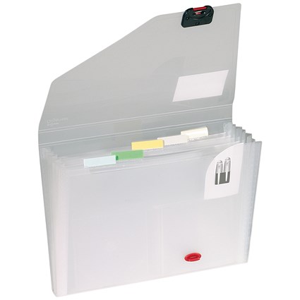 Snopake Expanding Organiser 6 Part A4 Clear (Includes coloured index tabs for personalisation)