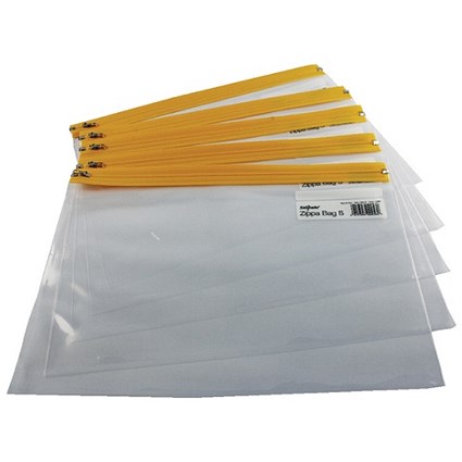 Snopake A4+ Zip Filing Bags / Yellow Seal / Pack of 25