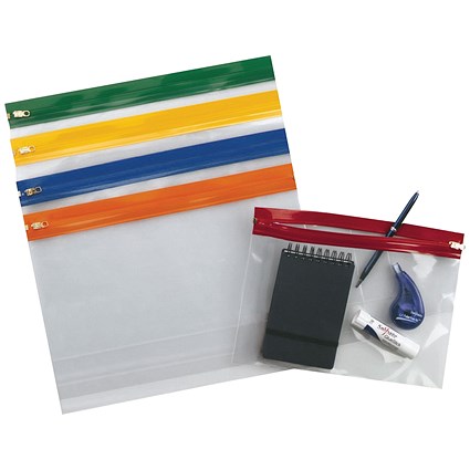 Snopake A4+ Zip Filing Bags, Assorted, Pack of 25