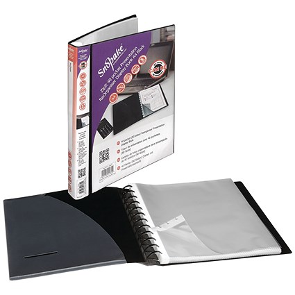 Snopake A4 ZipIt Reorganiser Display Book, 40 Pockets, Black