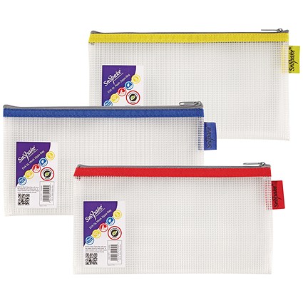 Snopake EVA Mesh Zippa-Bag, 130 x 240mm, Assorted, Pack of 3