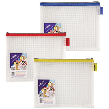 Snopake EVA Mesh Zippa-Bag, 205 x 255mm, Assorted, Pack of 3