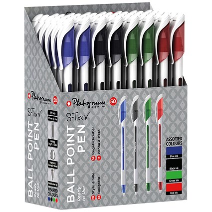 Platignum S-Tixx Ballpoint Pen Assorted (50 Pack)