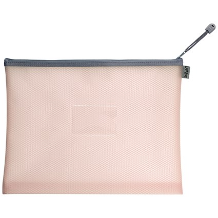 Snopake Foolscap Eva Mesh High Capacity Zippa Bags, Pink, Pack of 3