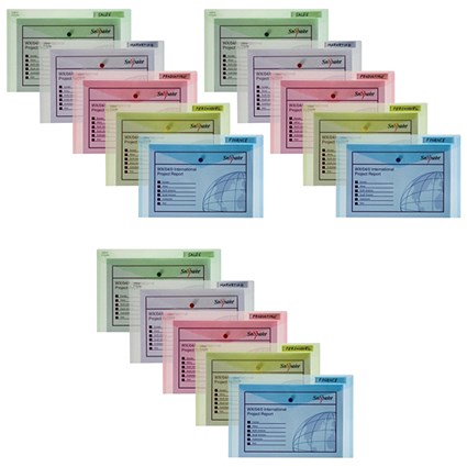 Snopake Polyfile Wallet Foolscap Assorted (3 Packs of 5)