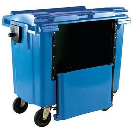 Four-Wheeled Bin with Drop-Down Front, 770 Litre, Blue