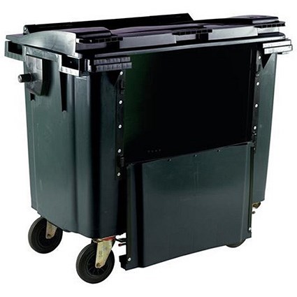 Four-Wheeled Bin with Drop-Down Front, 770 Litre, Grey