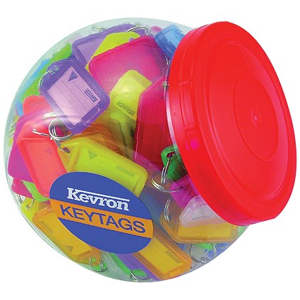 Kevron Plastic Clicktag Key Tag, Large, Assorted, Pack of 150