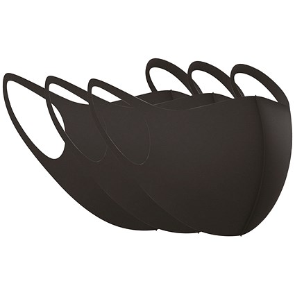 Re-Usable Polyurethane Mask, Black, Pack of 3