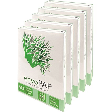 envoPAP Eco A4 Copier Paper White, 80gsm, Box (5 x 500 Sheets)
