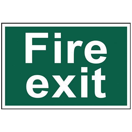 Spectrum Industrial Fire Exit Text Sign, 300x200mm, Self Adhesive