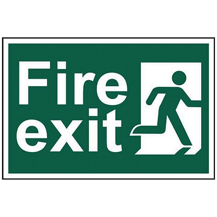 Spectrum Industrial Fire Exit RM Right S/A PVC Sign 300x200mm