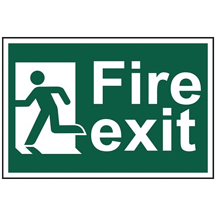 Spectrum Industrial Fire Exit RM Left S/A PVC Sign 300x200mm