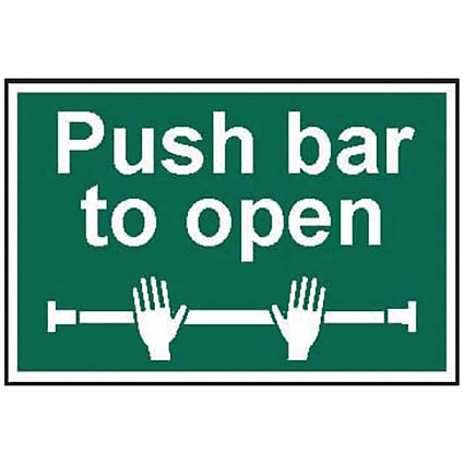 Spectrum Push Bar To Open PVC Safety Sign, 300x200mm, White on Green