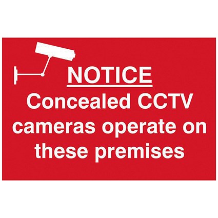 Spectrum Industrial Concealed CCTV Cameras S/A PVC Sign 300x200mm
