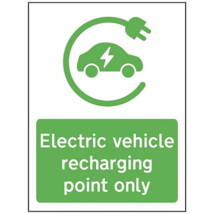 Spectrum Safety Sign Electric Vehicle Recharging Point Only, 300x400mm, PVC