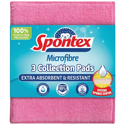 Spontex Microfibre Pads, Assorted, Pack of 3