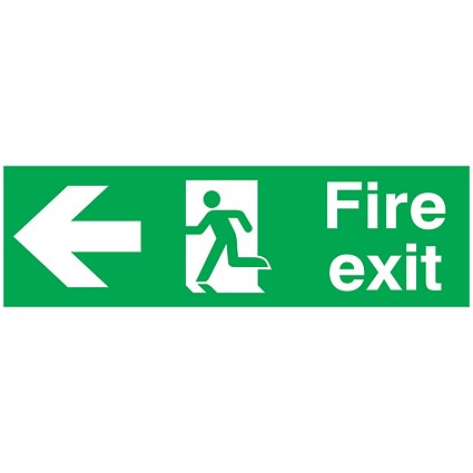 Safety Sign Fire Exit Running Man Arrow Left, 150x450mm, PVC
