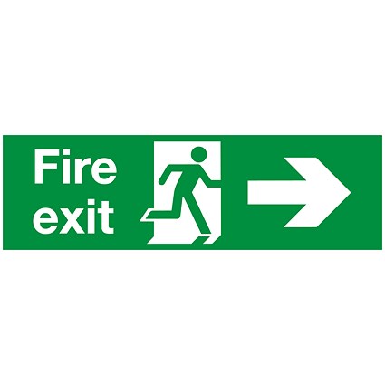 Safety Sign Fire Exit Running Man Arrow Right, 150x450mm, PVC