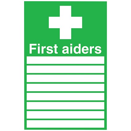 Safety Sign First Aiders, 300x200mm, PVC