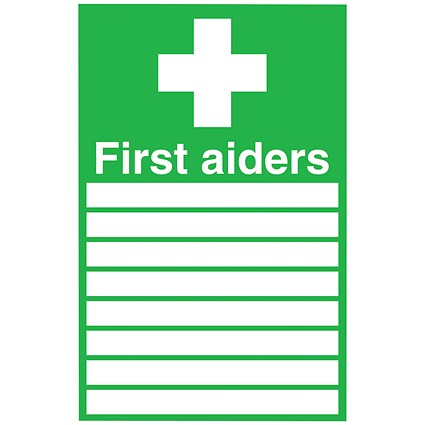 Safety Sign First Aiders, 300x200mm, Self Adhesive