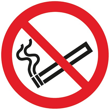 Safety Sign No Smoking Symbol, 50x50mm, Self Adhesive