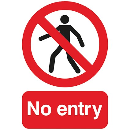 Warning Sign No Entry, A5, PVC