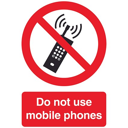 Safety Sign Do Not Use Mobile Phones PVC A5