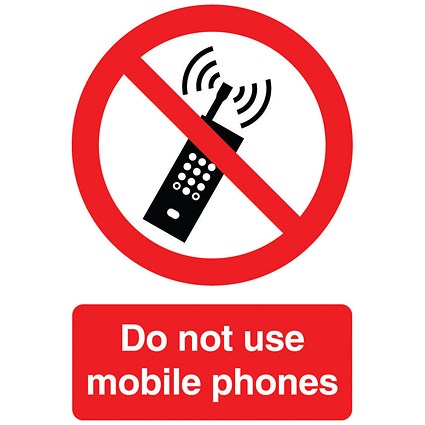Safety Sign Do Not Use Mobile Phones A5 Self-Adhesive