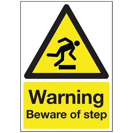 Safety Sign Warning Beware of Step, A5, PVC