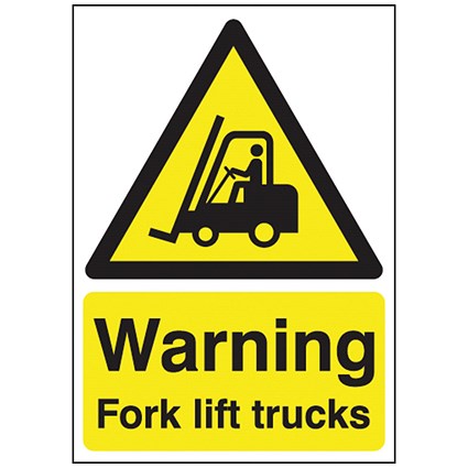 Safety Sign Warning Fork Lift Trucks A5 Self-Adhesive